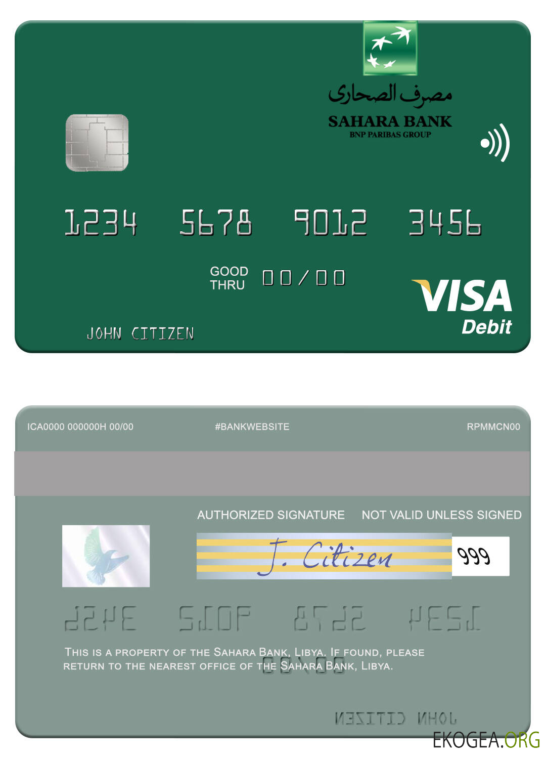 Carte de débit visa de la Libye Sahara Bank